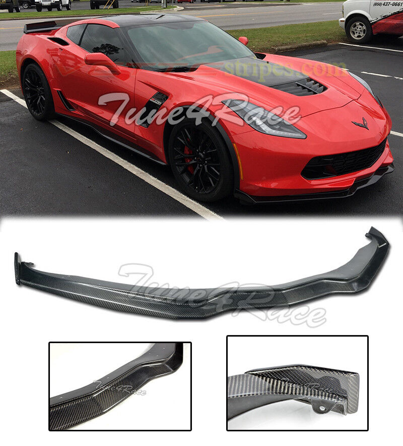 For 14-UP Corvette C7 Z06 Carbon Fiber Front Splitter Lip W/ side pieces Stage 2