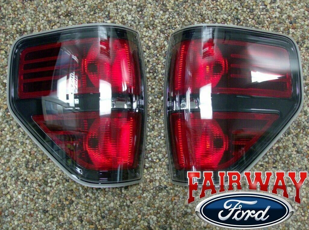 09 thru 14 F-150 OEM Ford SVT Raptor Black Tail Lights Lamps (Pair) AL3Z-13404-A