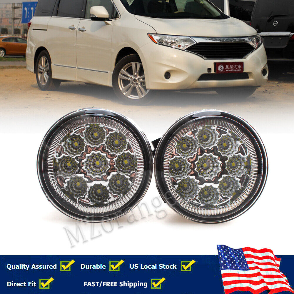 Fog Light Lamp Clear Lens LED Replacement For Nissan Quest 2011-2015 2016 2017