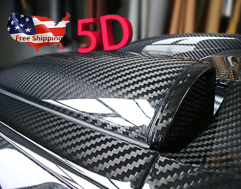 30x152cm 5D Ultra Shiny Glossy Carbon Fiber Auto Vinyl Film Wrap Sticker Decal