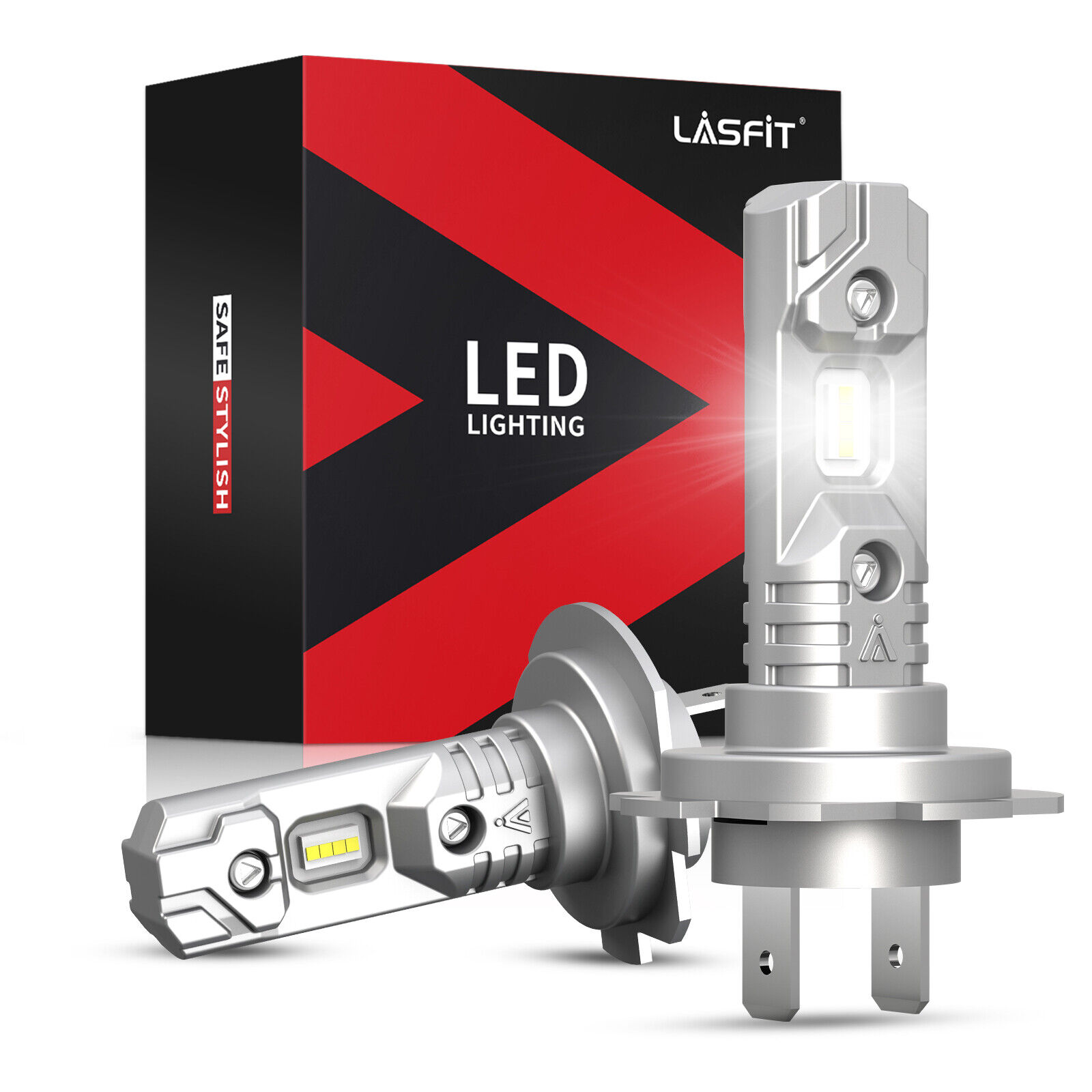 Lasfit LED High/Low Beam Conversion Kit H7 Bulbs Super Bright 6000K Plug&Play 2x