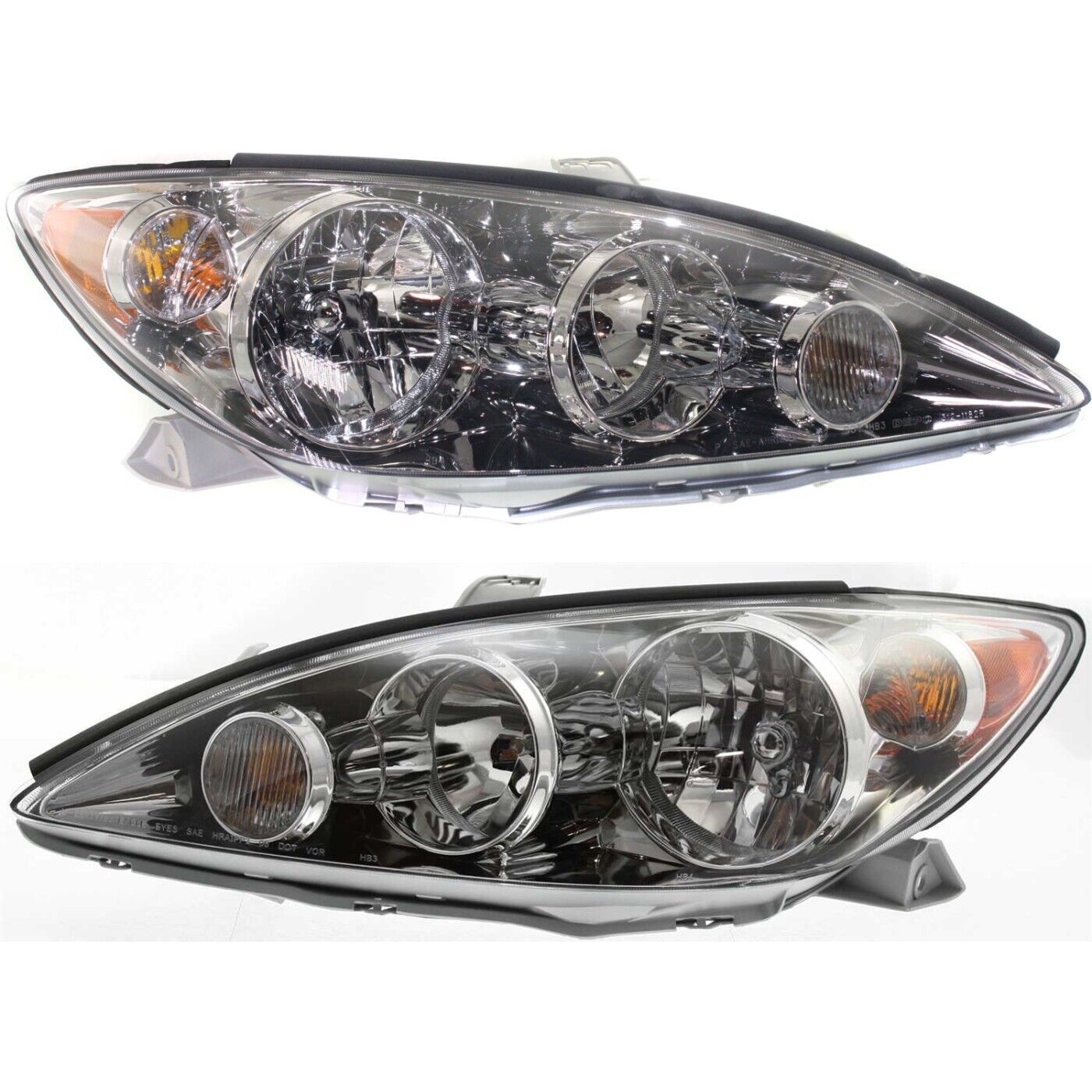 Headlight Set For 2005-2006 Toyota Camry Left and Right Chrome Housing 2Pc