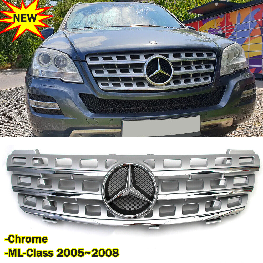 AMG Front Grille W/Emblem For Mercedes Benz ML Class ML350 ML500 Grill 2005-2008