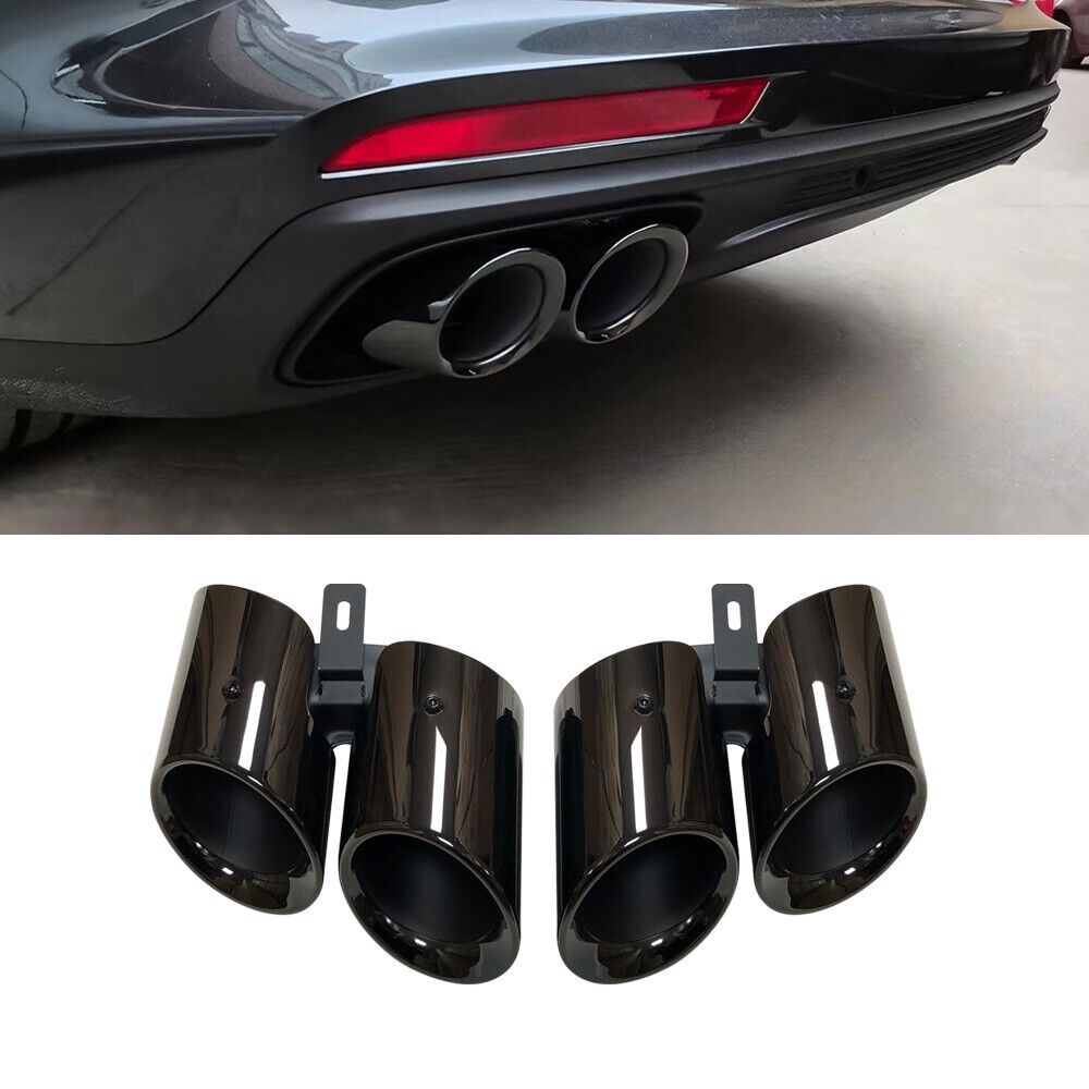 Black Exhaust Tips Muffler Tail Pipe GTS Fit For Porsche Panamera Base 2017-2023
