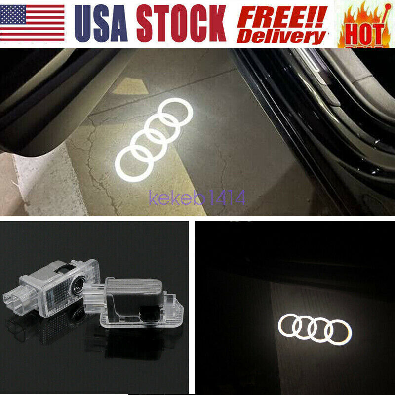 2Pcs HD LED Door Puddle Welcome Courtesy Lights For Audi A3 A4 A5 A6 A7 RS SQ5