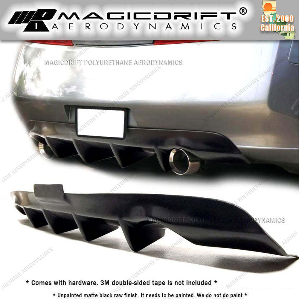 For 03-06 Infiniti G35 Coupe JDM 4-Fins Rear Bumper Lower Diffuser Lip Urethane