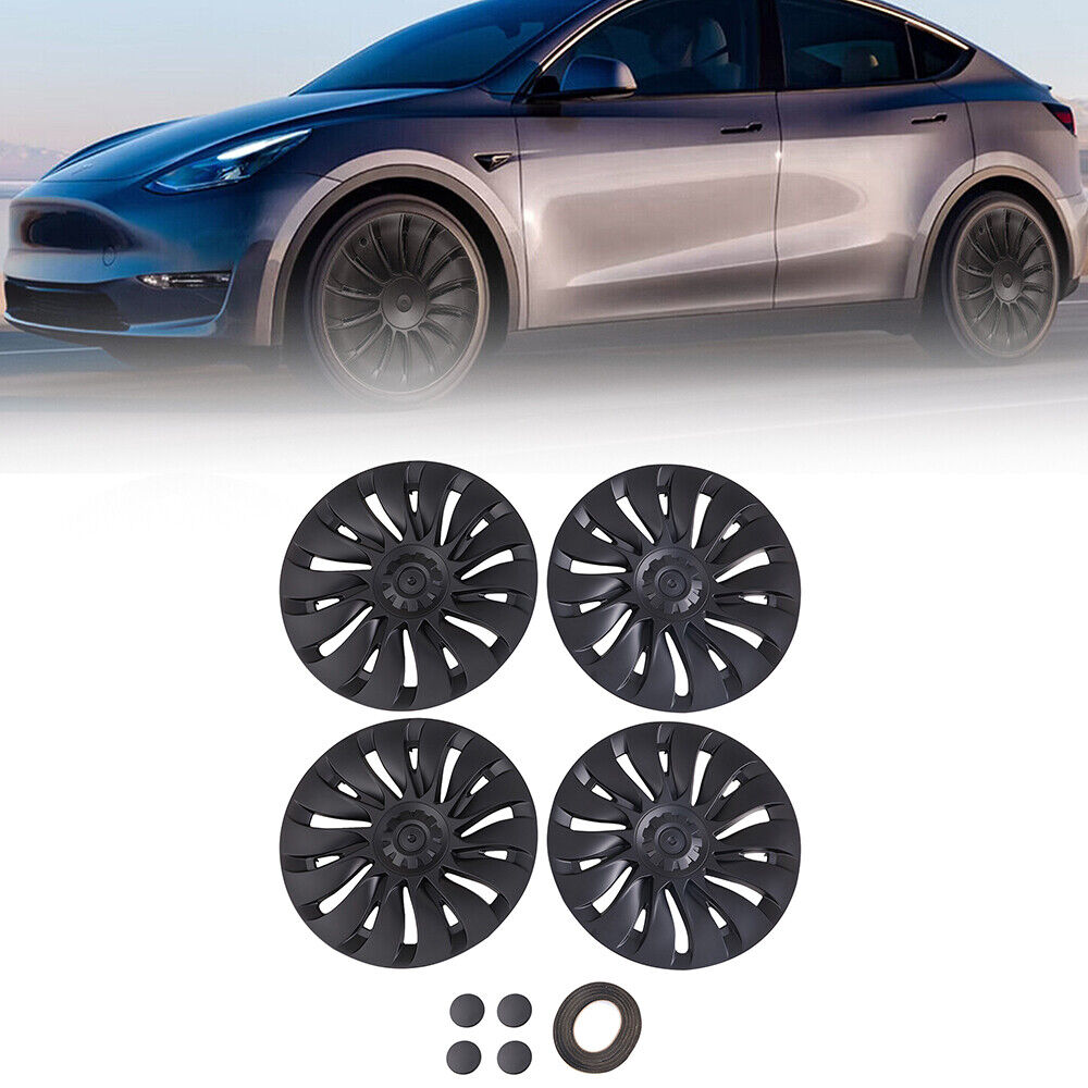 Hubcaps for Tesla Model Y 2020-2023 Storm Wheel Rim Cover 4x 19inch Matte Black