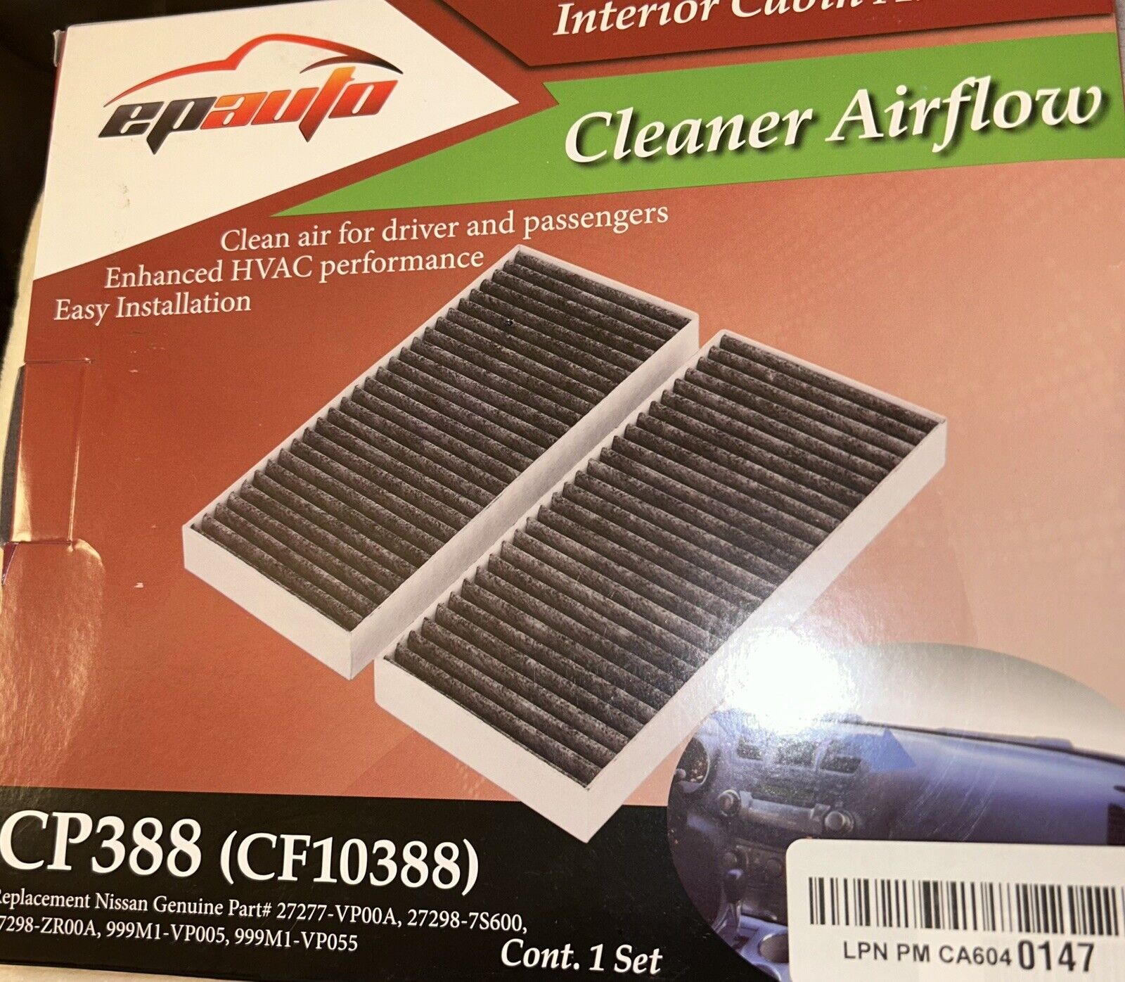 EPAuto CP388 (CF10388) Replacement for Nissan/Infiniti Premium Cabin Air Filter 