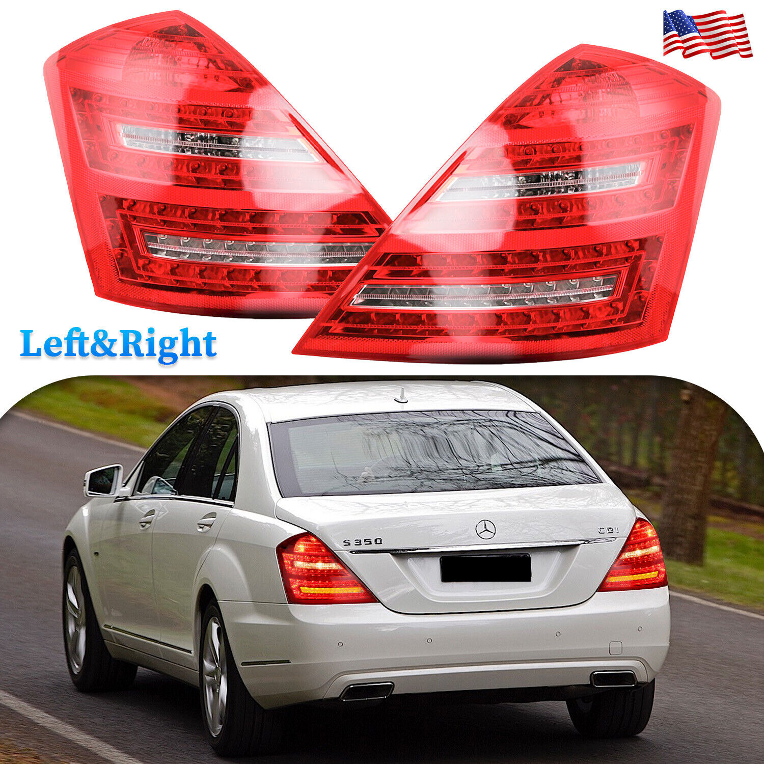 Pair LED Tail Lights For 2007 2008 2009 Mercedes W221 S Class S550 S600 S65 AMG