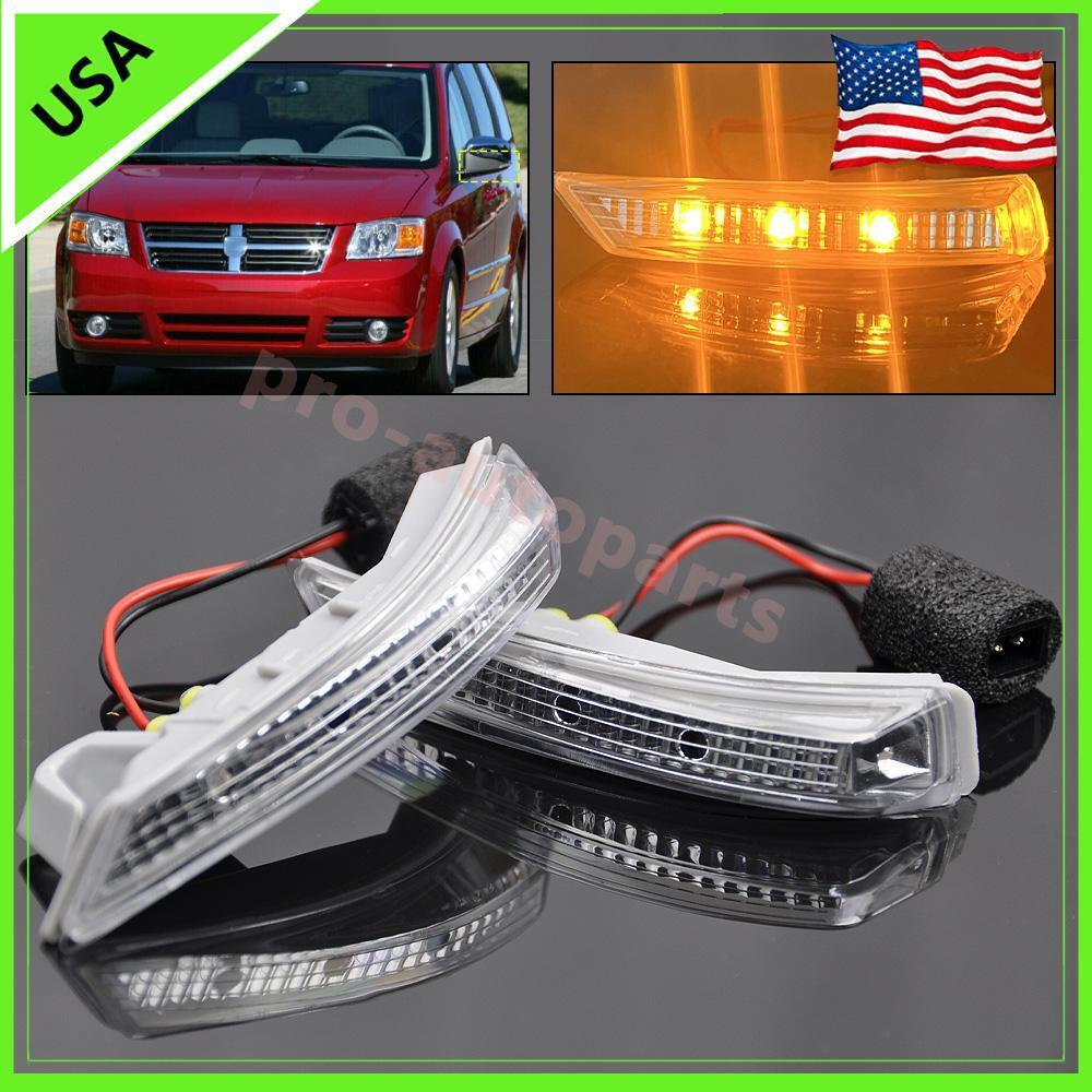 Pair For Grand Caravan Town&Country Side Mirror LED Turn signal Light Left&Right