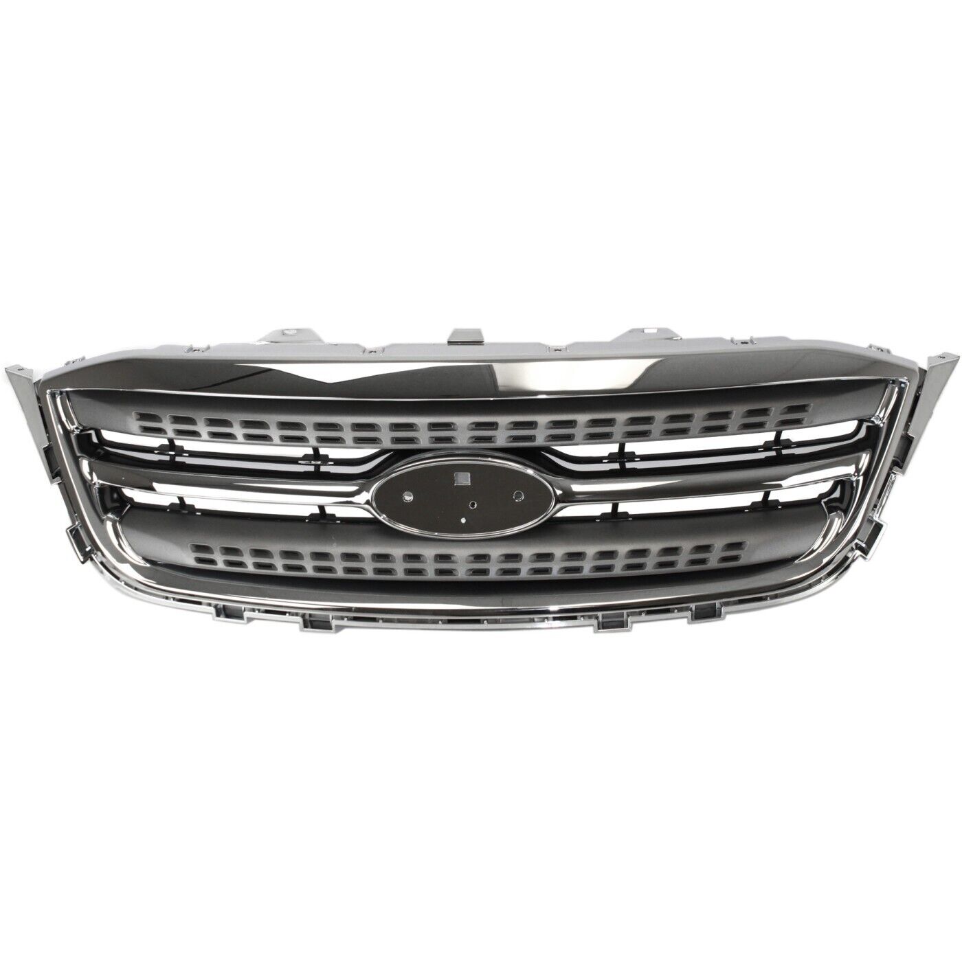 Grille Chrome Shell and Gray Insert For 2010-2012 For Ford Taurus Limited SE SEL
