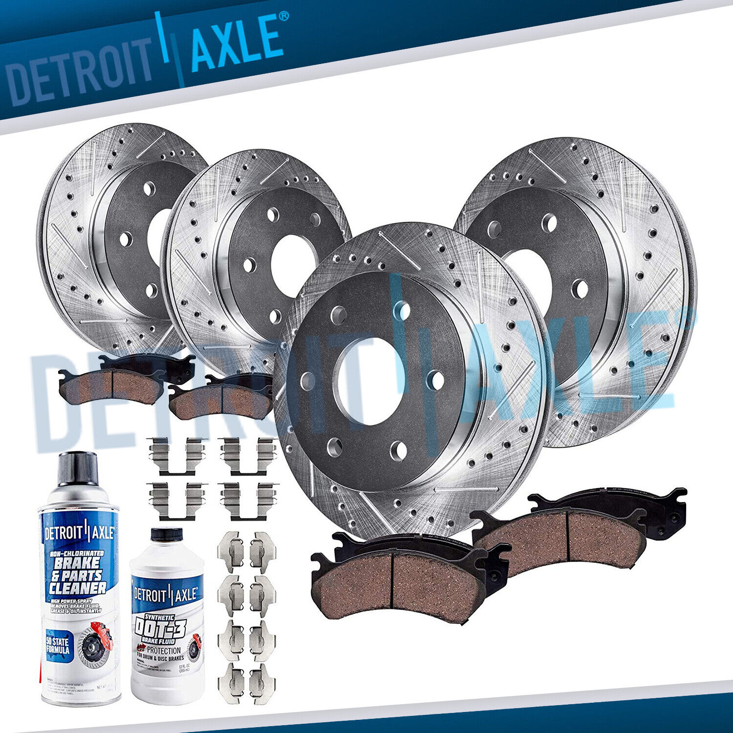 Front & Rear Drilled Rotors Brake Pads for Nissan Xterra Frontier Suzuki Equator