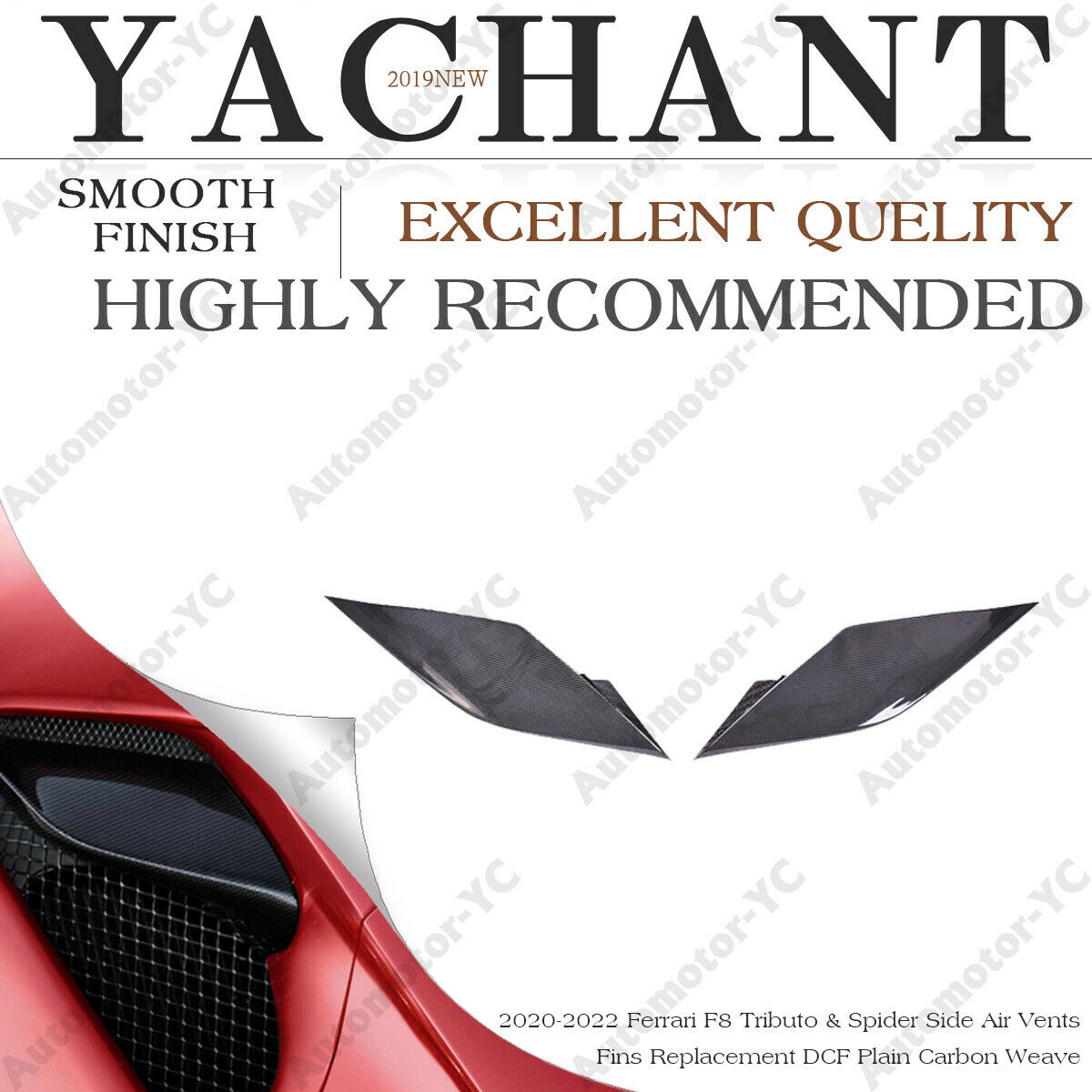 DRY CARBON Side Air Vents Fins Replacement For 20-22 Ferrari F8 Tributo&Spider