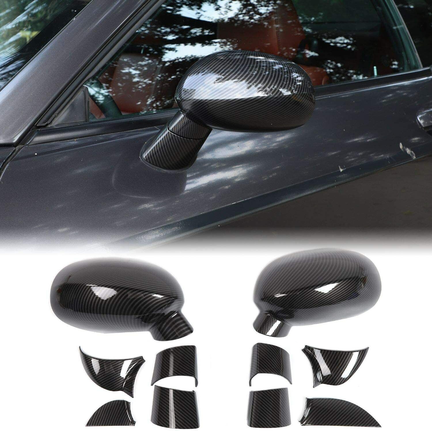 Side Mirror Cover Rearview Mirrors Trim for Dodge Challenger 2009+ Carbon Fiber