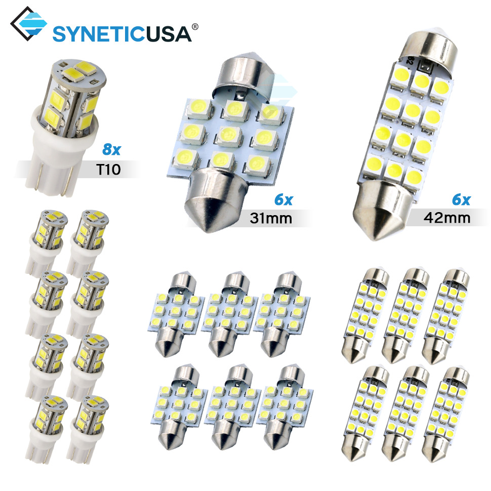 Syneticusa 20x Combo LED Car Interior Dome Map Door License Plate Lights White