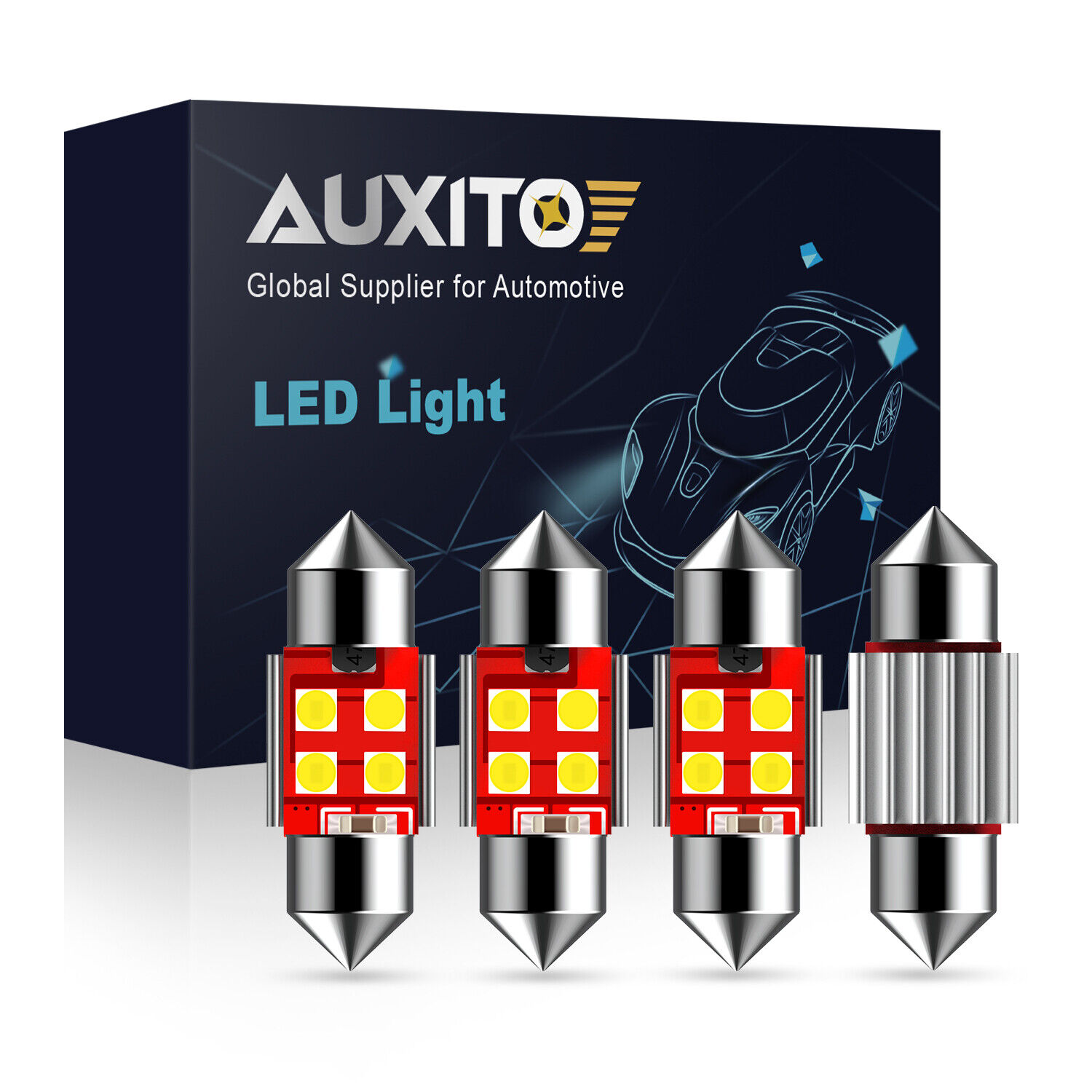 AUXITO CANBUS 4X 31MM Festoon DE3175 LED Map/Dome Interior Light Bulbs 6000K