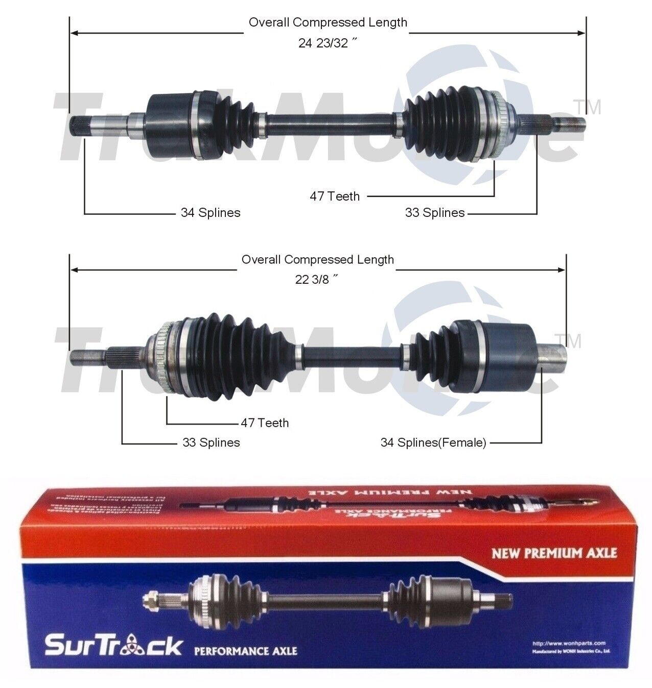 SurTrack Pair Set of 2 Front CV Axle Shafts For Saturn SC1 SC2 SL1 SW1 1.9l L4
