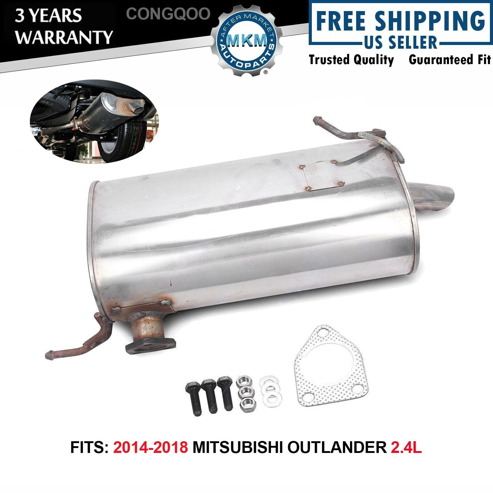 Fits 2014 To 2018 Mitsubishi Outlander 2.4L Muffler (with Single Tail) New US