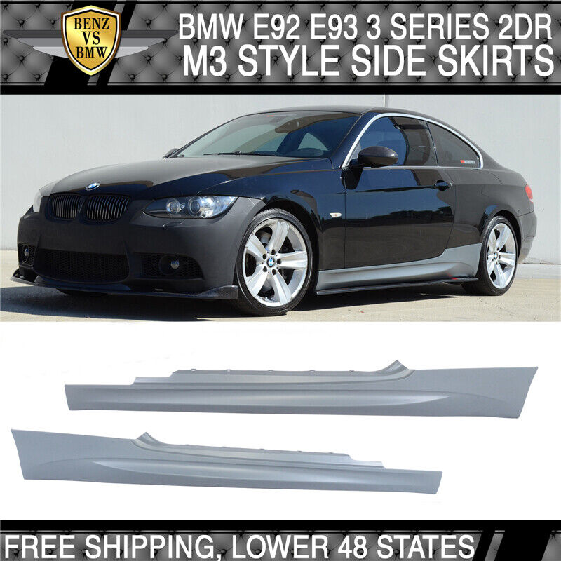 Fits 07-13 BMW E92 E93 3-Series 2Dr M3 Style PP Side Skirts Panels Pair