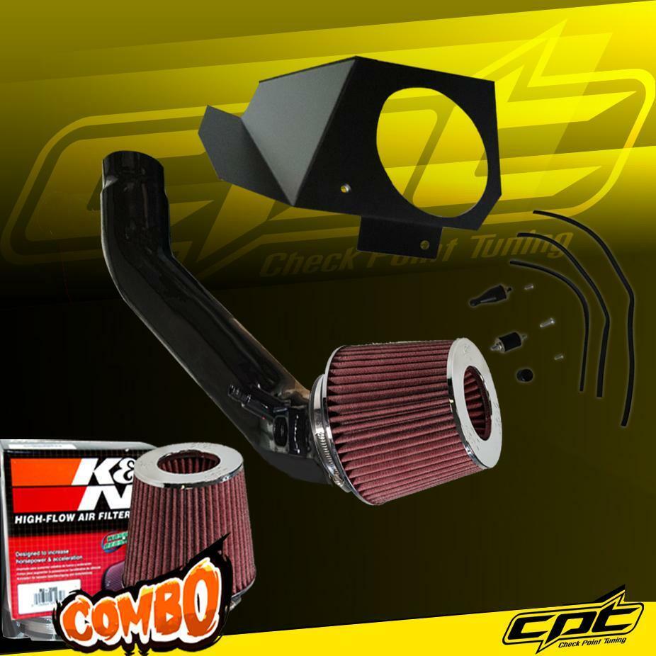 For 14-16 BMW 335i GT F34 3.0L Automatic Black Cold Air Intake + K&N Air Filter
