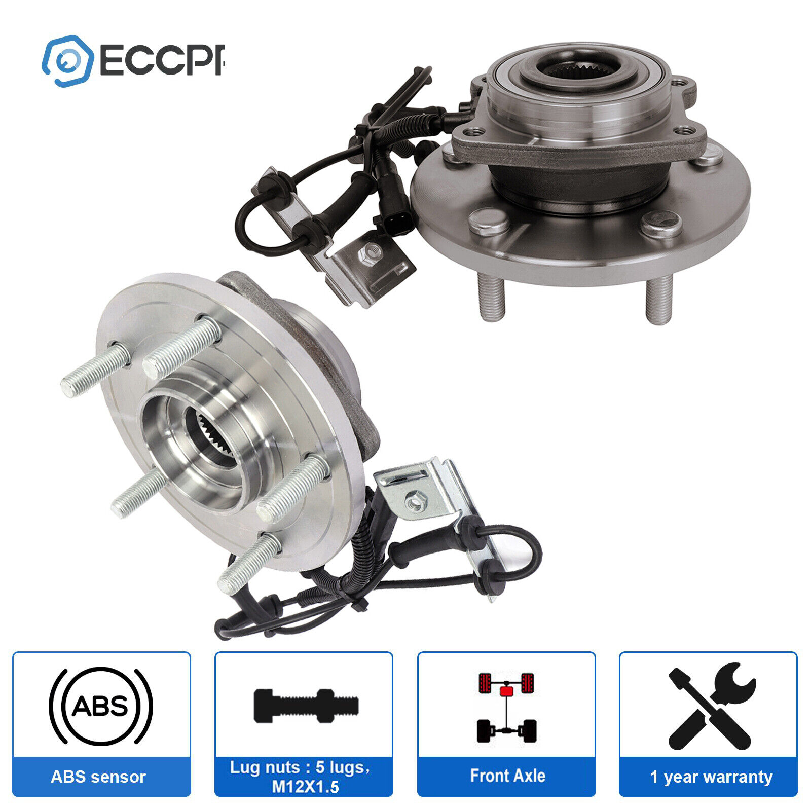 ECCPP 2X Wheel Hub Bearing Assembly Front For Chrysler Town & Country 2008-2016