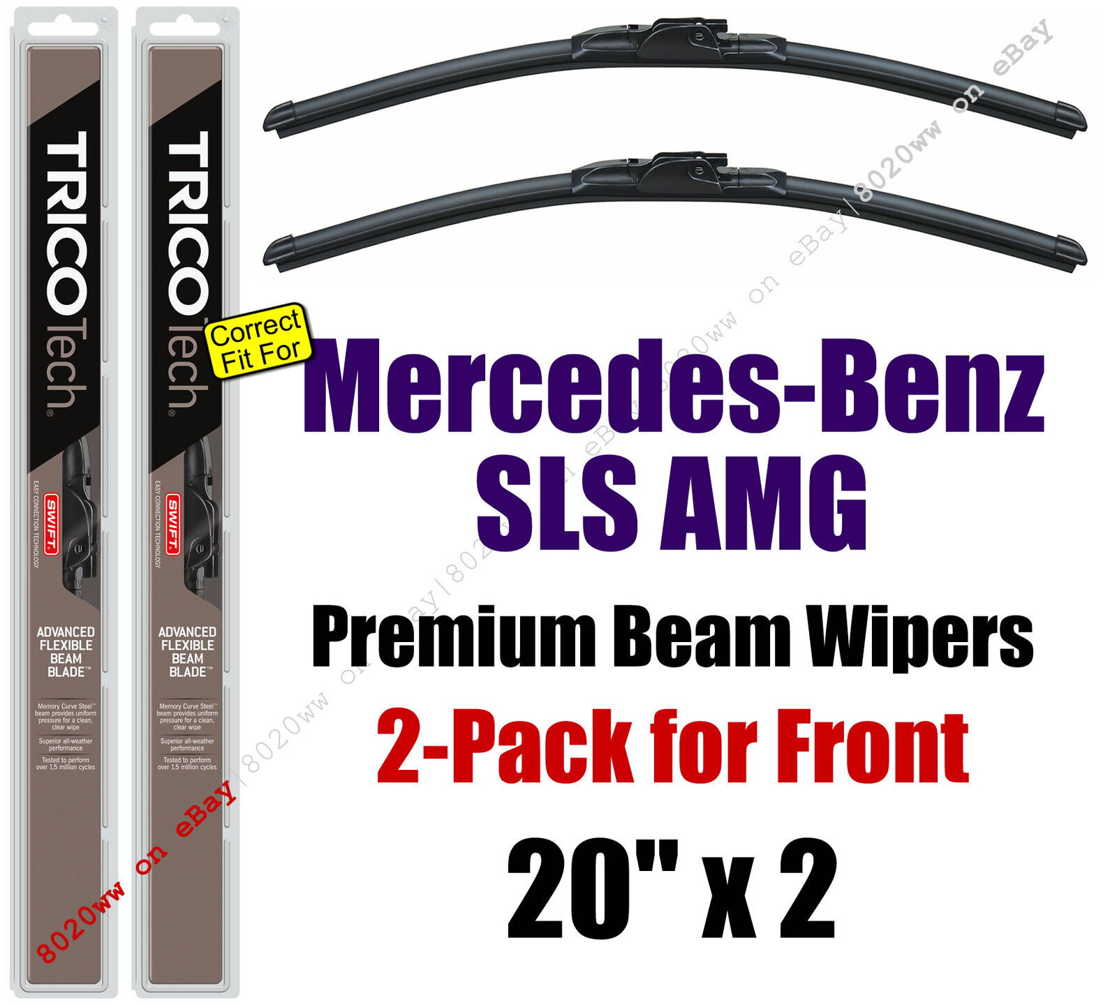Wipers 2pk Premium Wiper Beam Blades fit 2013-15 Mercedes-Benz SLS AMG 19200x2