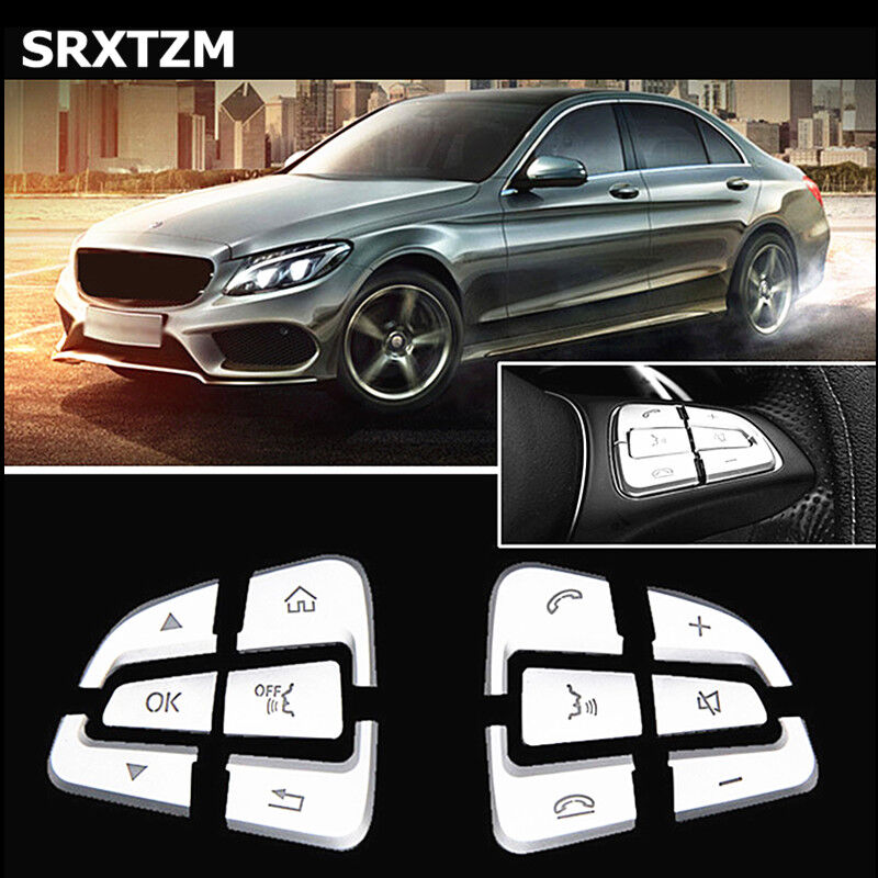Chrome Steering Wheel Buttons Cover Trim For Benz C GLC C200 C180 C300 Class