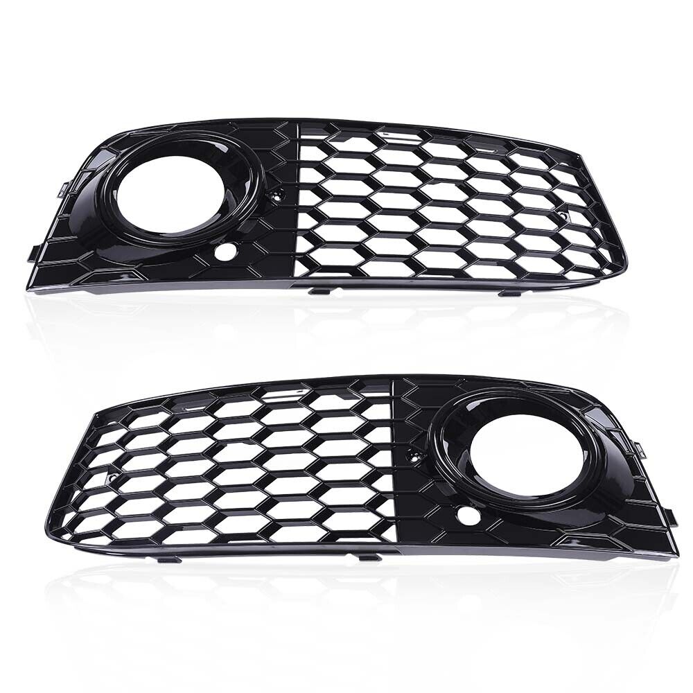 RS4 Style Honeycomb Fog Light Cover Fit For Audi A4 B8 2009-2012 Standard Bumper