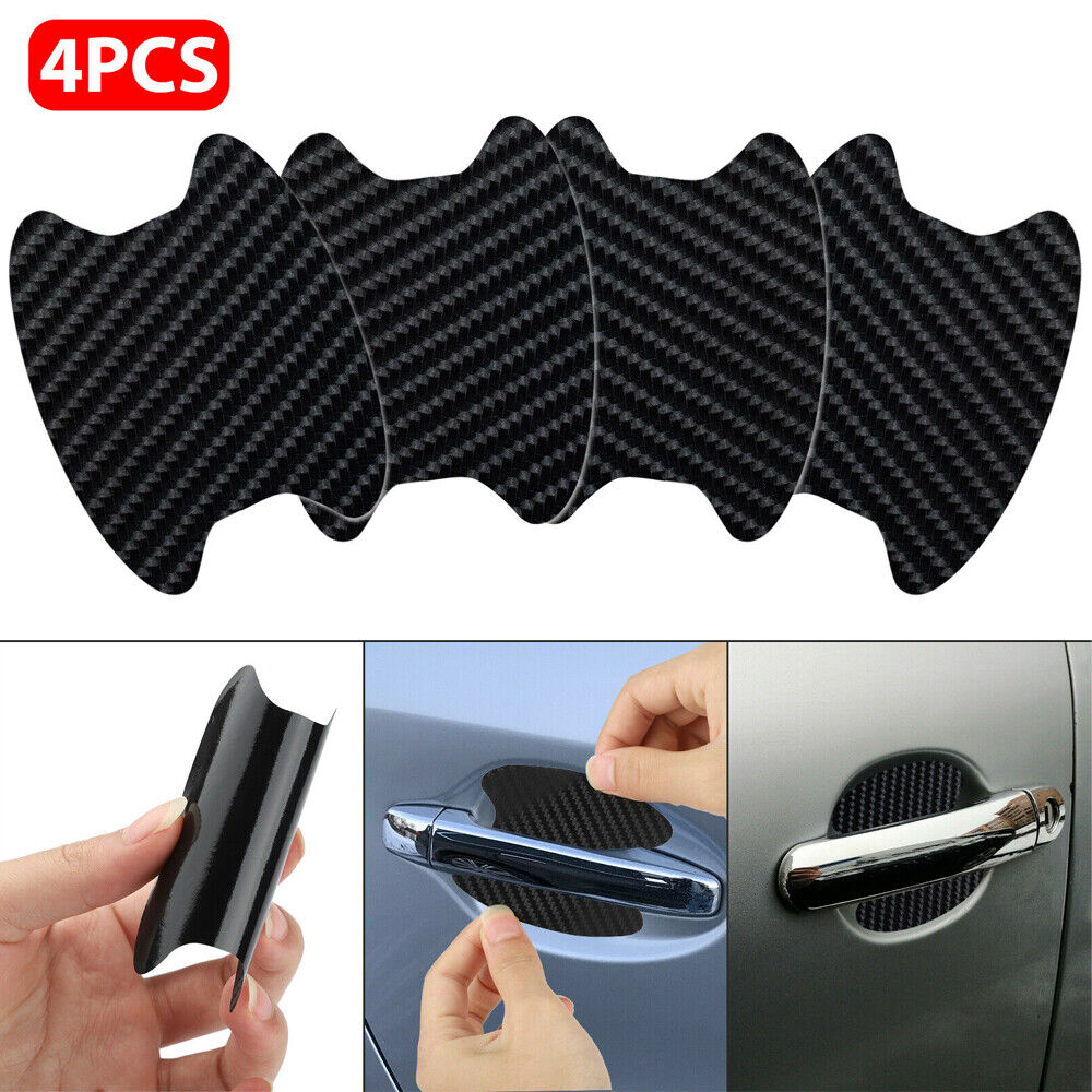 4x Carbon Fiber Car Door Handle Protector Film Anti-Scratch Stickers Accessories
