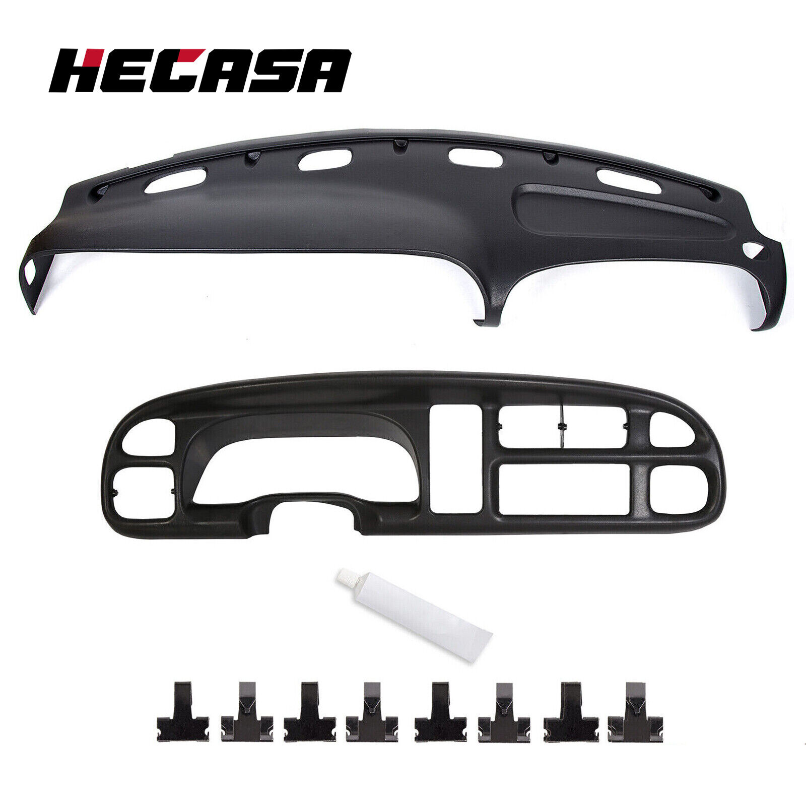 Fit For 98-02 Dodge Ram Pickup Black Dash Bezel &Dashboard Cover Overlay W/clips