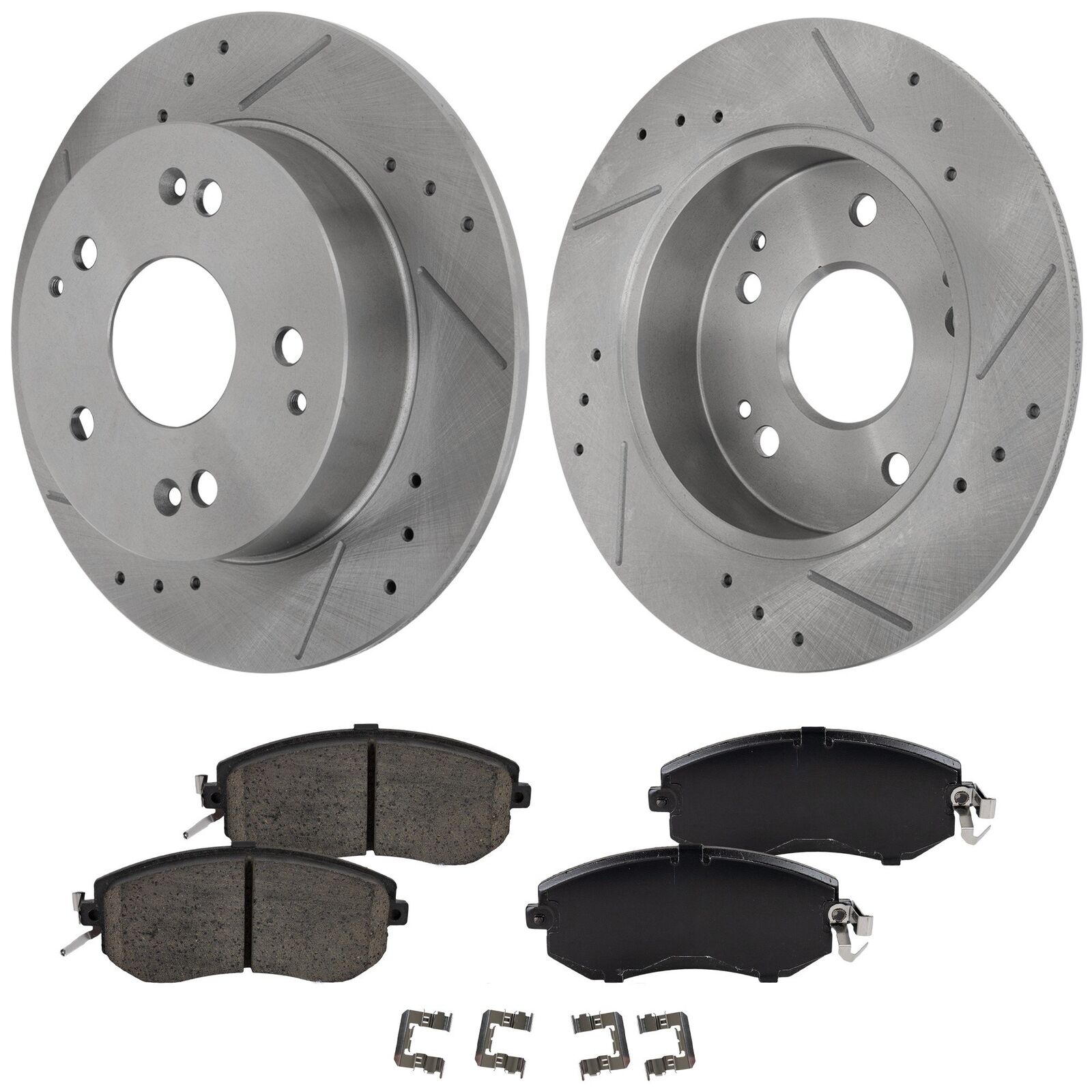 Front Brake Disc and Pad Kit for 2013-2016 FR-S, 2-Wheel Set, Cross-drilled and