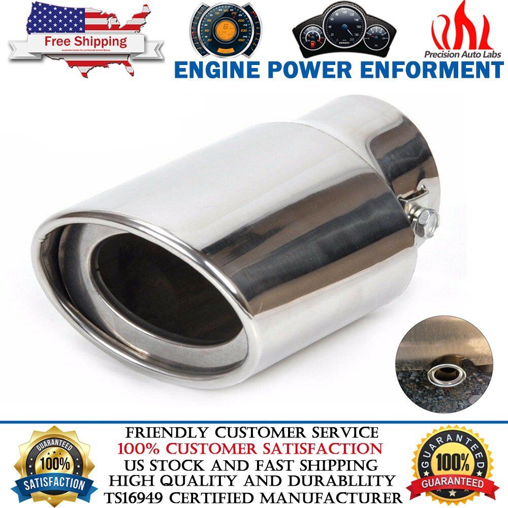 Universal Stainless Steel Car Rear Round Exhaust Pipe Tail Muffler Tip Chrome