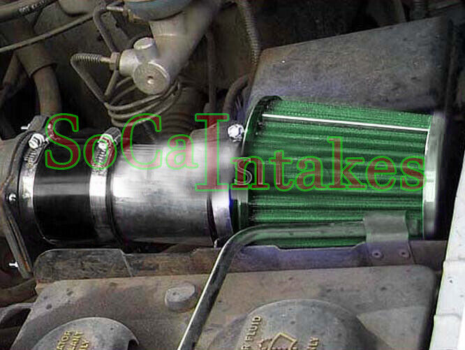 Black Green Air Intake Kit & filter For 1994-96 Ford F-150 & Bronco 5.0L 5.8L V8