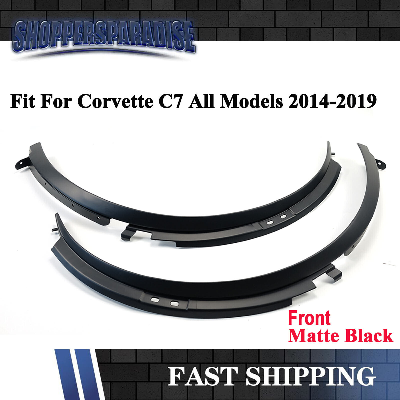 For Corvette C7 Z06 GS 14-19 Matte Black Front Wheel Extension Trim Fender Flare