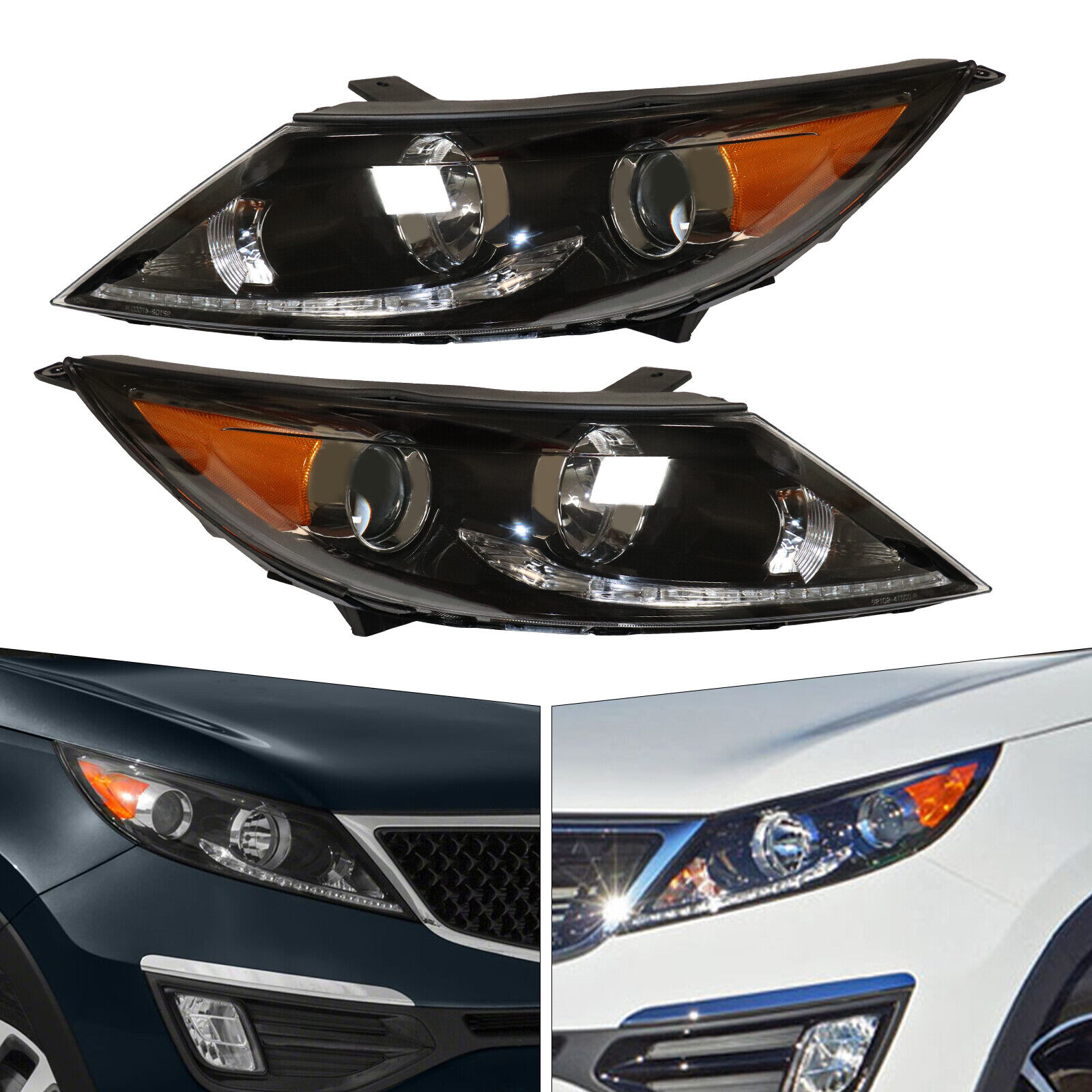 FOR KIA Sportage 2013 2014 2015 2016 Halogen Headlight Assembly W/ LED DRL Lamps