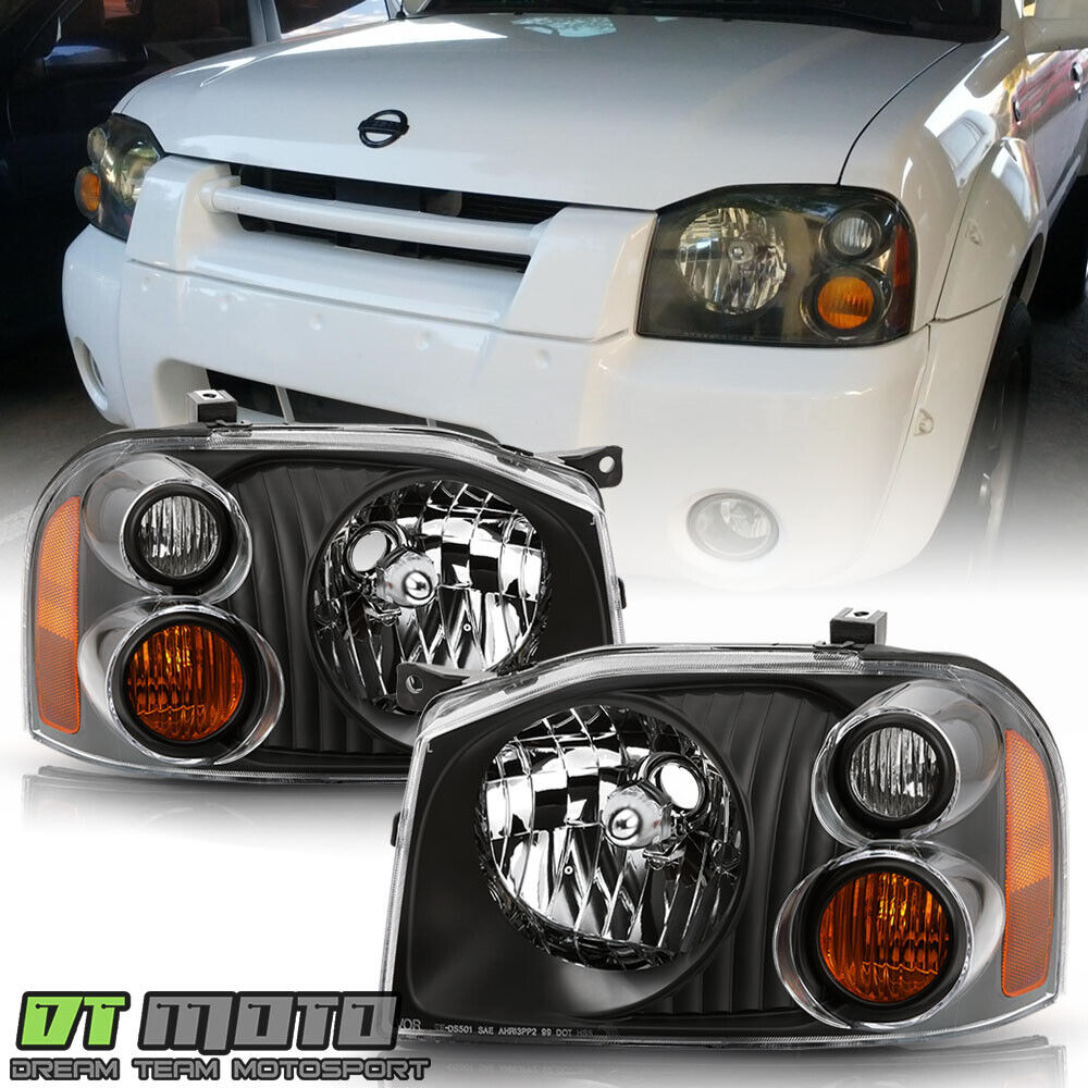 For 2001-2004 Frontier Black Upgrade Headlights Headlamps Replacement Left+Right