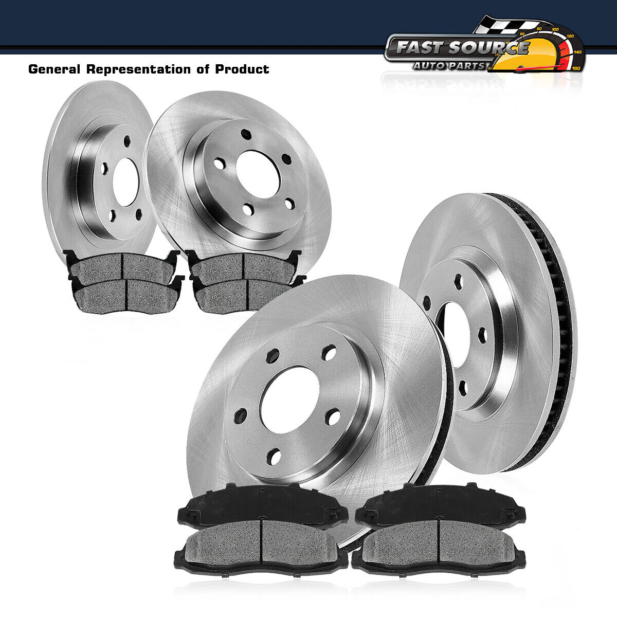 Front+Rear Rotors & Metallic Pads For 1999 2000 - 2005 Chevy Impala Monte Carlo