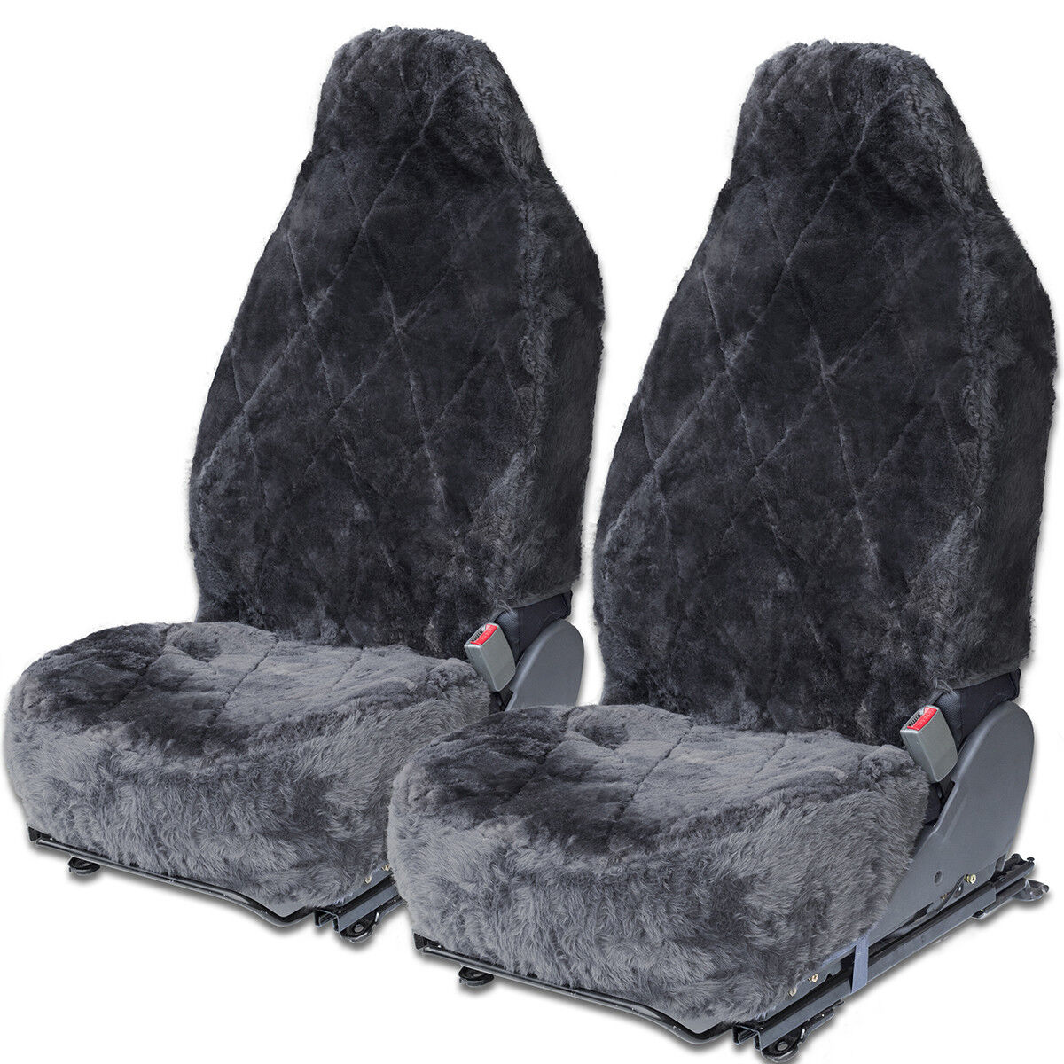 Sheepskin Car Seat Covers 2pc Set Real 100% Australian Soft Cushion Leather Hive