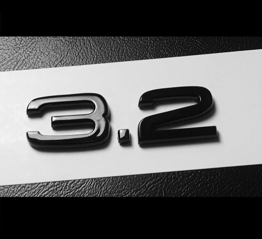 i1 - New Gloss Black 3.2 badge emblem adhesive backing fits Audi 3.2 Gloss Black