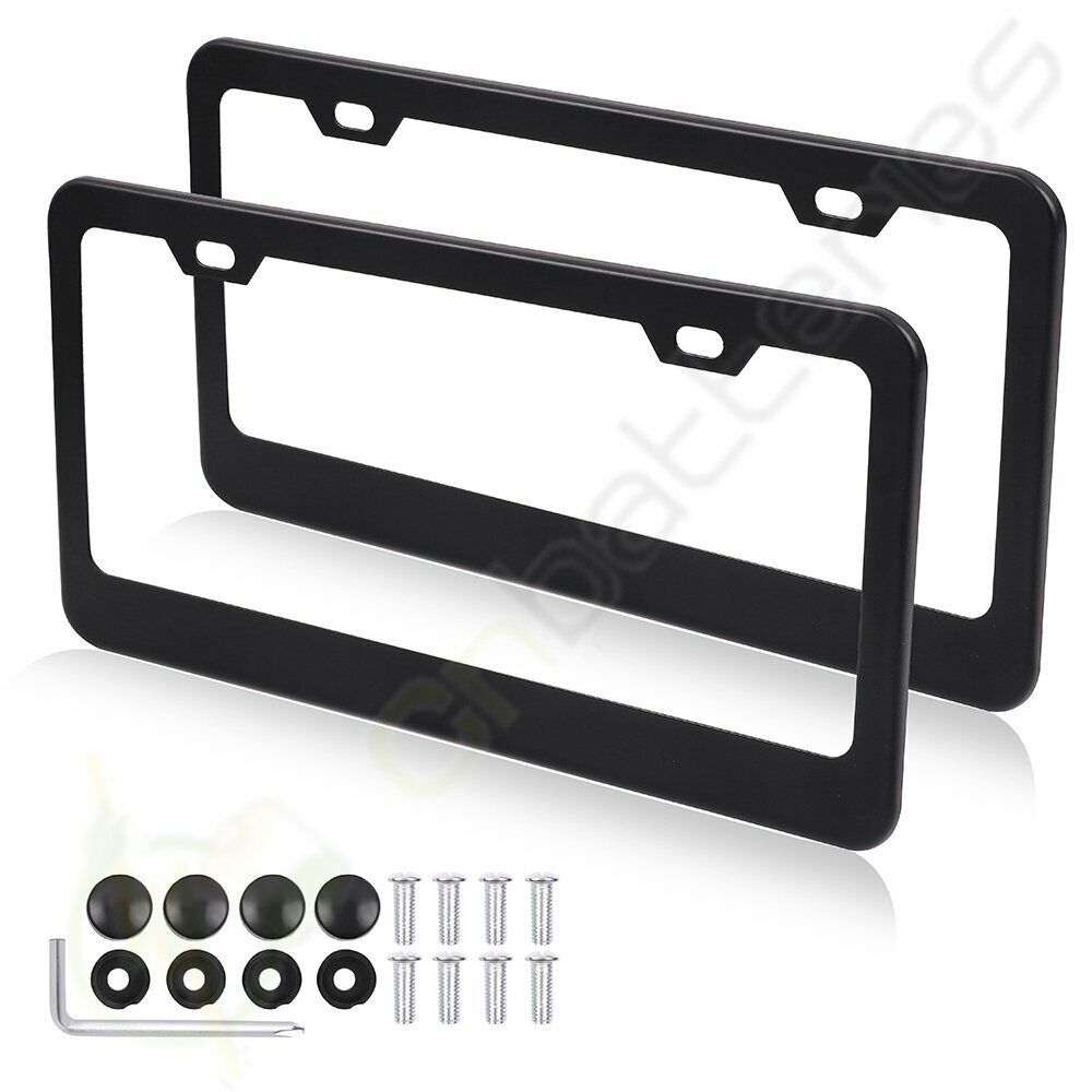 2X Black Stainless Steel Metal License Plate Frame Tag Cover For Chevrolet/Buick