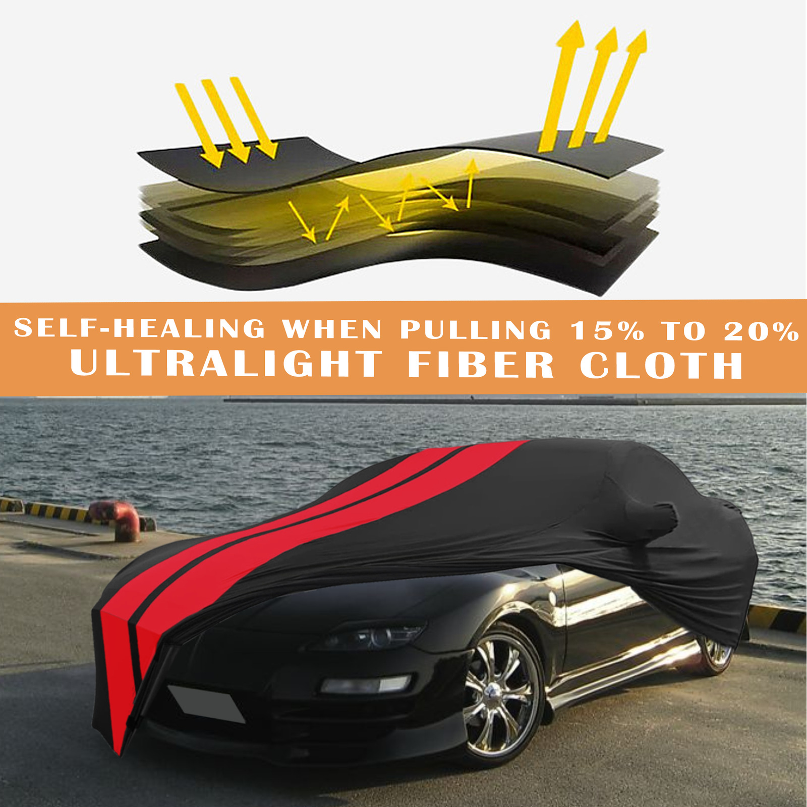 Red/Black Indoor Car Cover Stain Stretch Dustproof For Mitsubishi  FTO