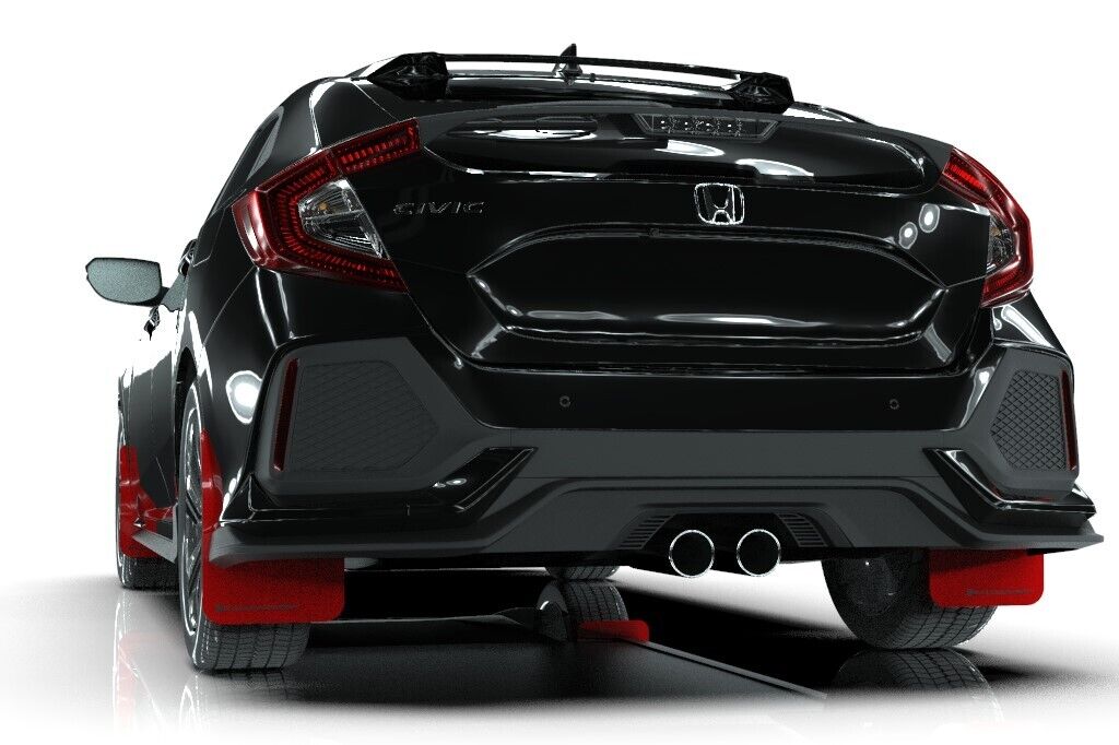 Rally Armor Mud Flaps For Honda 17-21 Civic Sport Touring Hatch Red w Black Logo