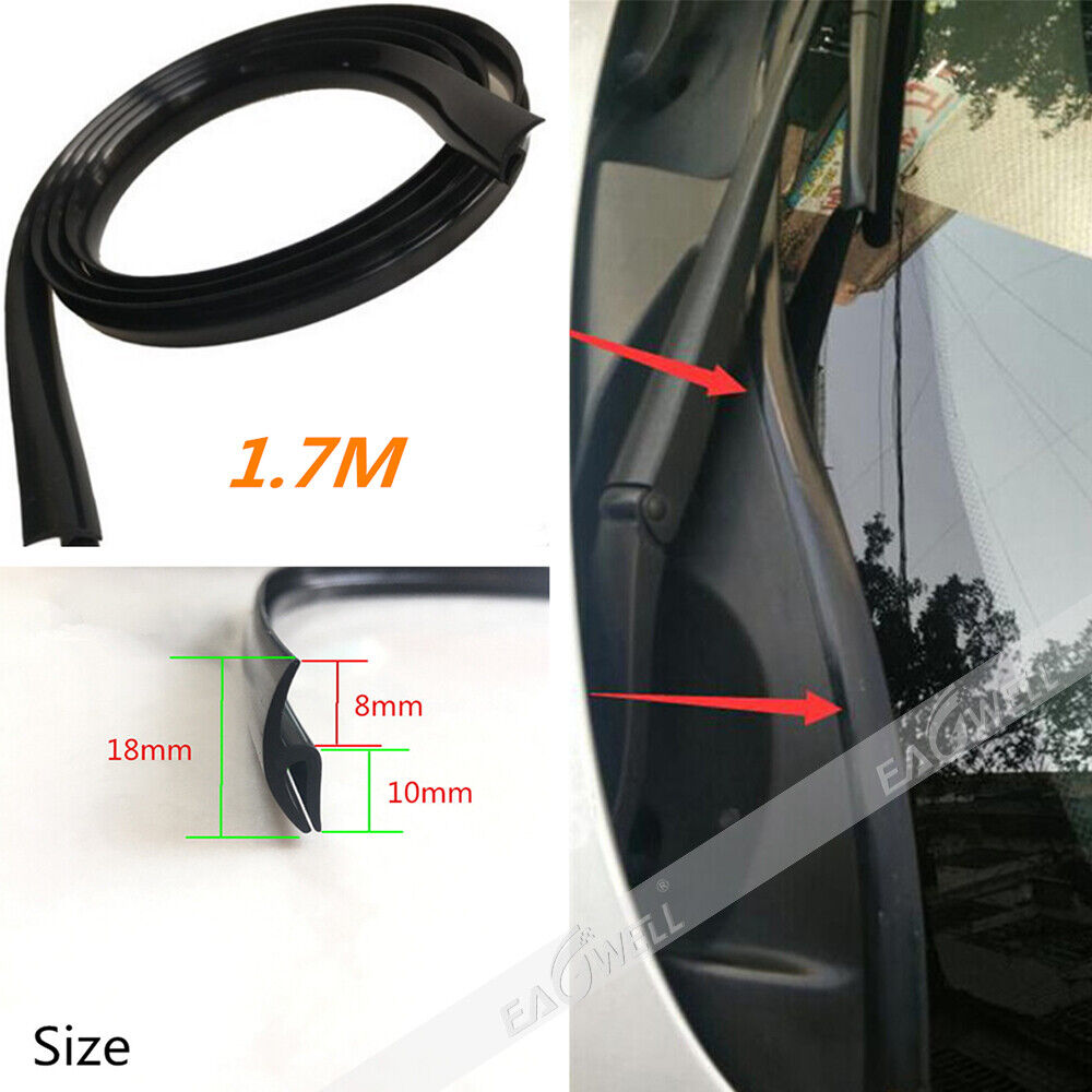 Black 1.7M Car Front Windshield Window Seal Strip Moulding Trim Rubber Strip