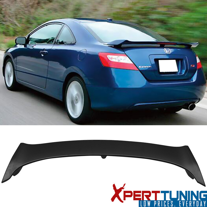 Fits 06-11 Honda Civic Coupe Rear Trunk Spoiler W/Brake LED Light ABS Unpainted