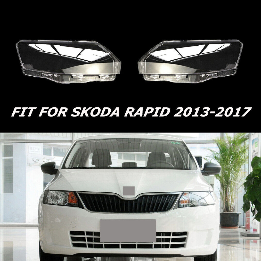 Clear Front Headlight Lens Headlamp Shell Cover Cap For Skoda Rapid 2013-2017