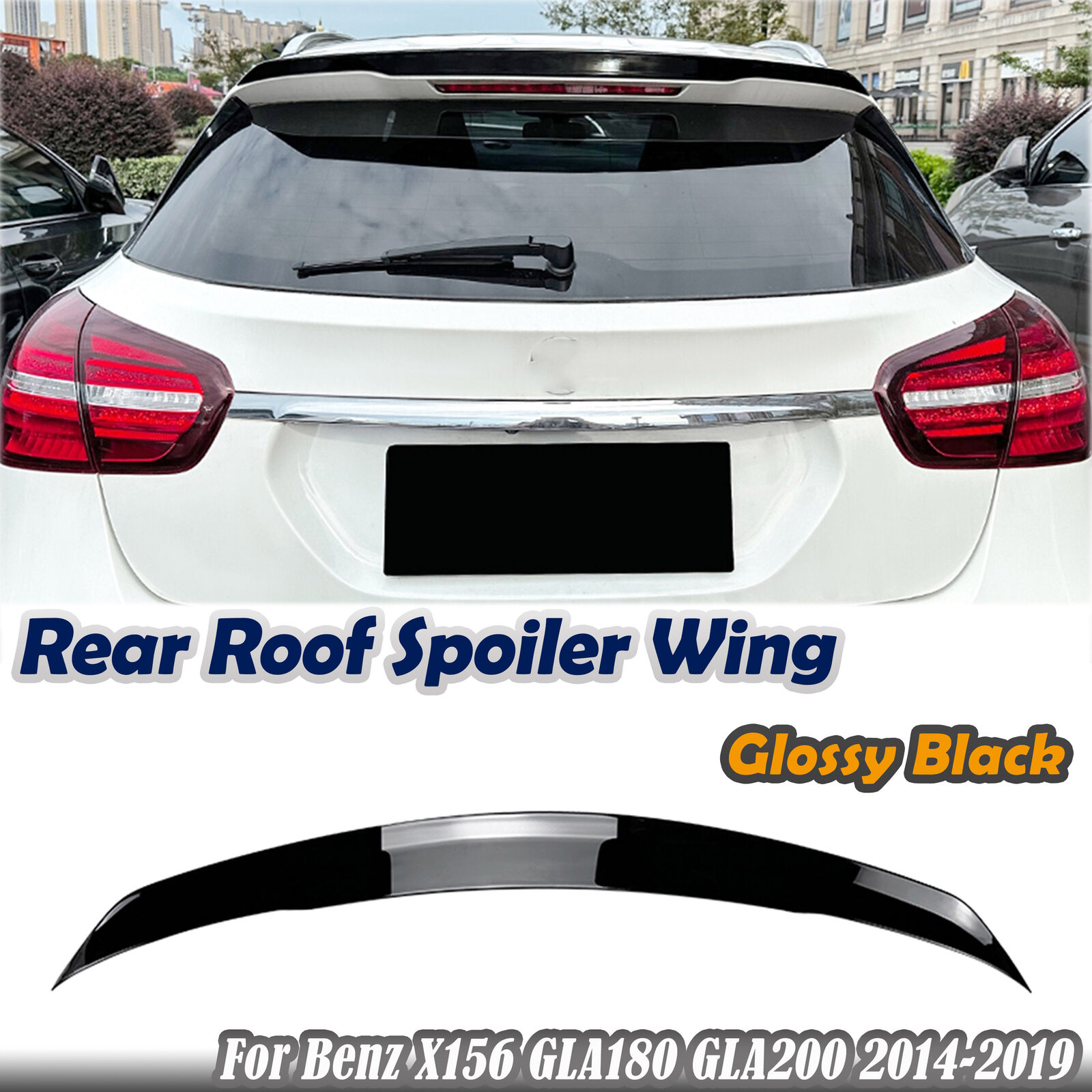 Rear Bumper Trunk Roof Spoiler Wing For Benz X156 GLA250 GLA45 AMG 2014-19 Black