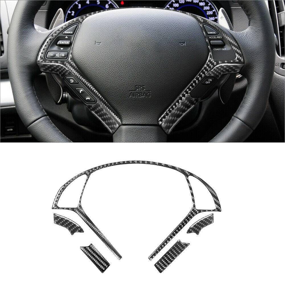 5Pcs For Infiniti G37 Sedan 2010-2013 Carbon Fiber Steering Wheel Set Cover Trim