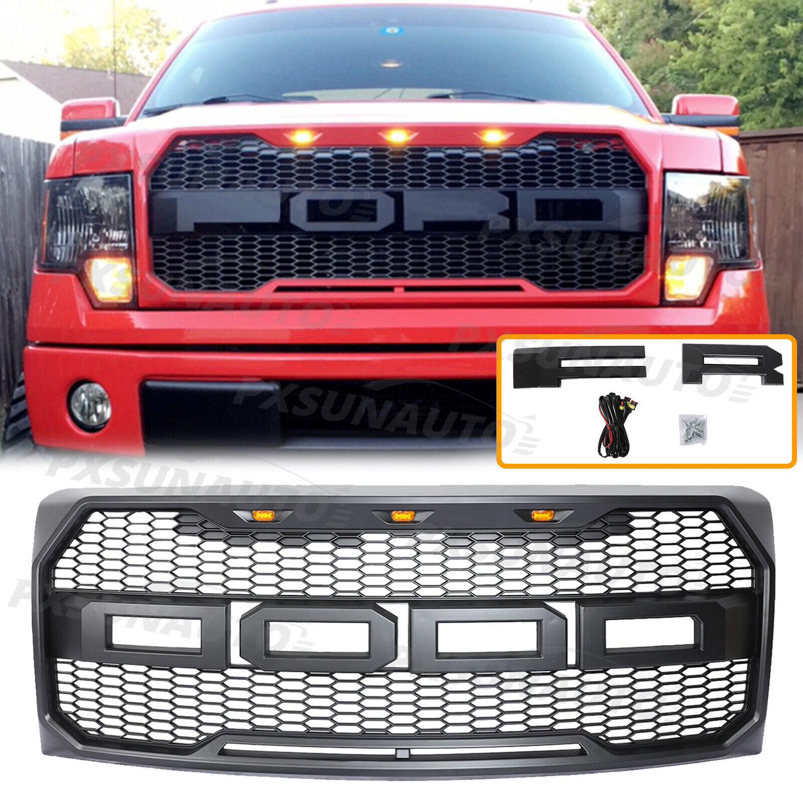 Raptor Style Front Bumper Upper Grille Grill For Ford F150 F-150 2009 2010-2014