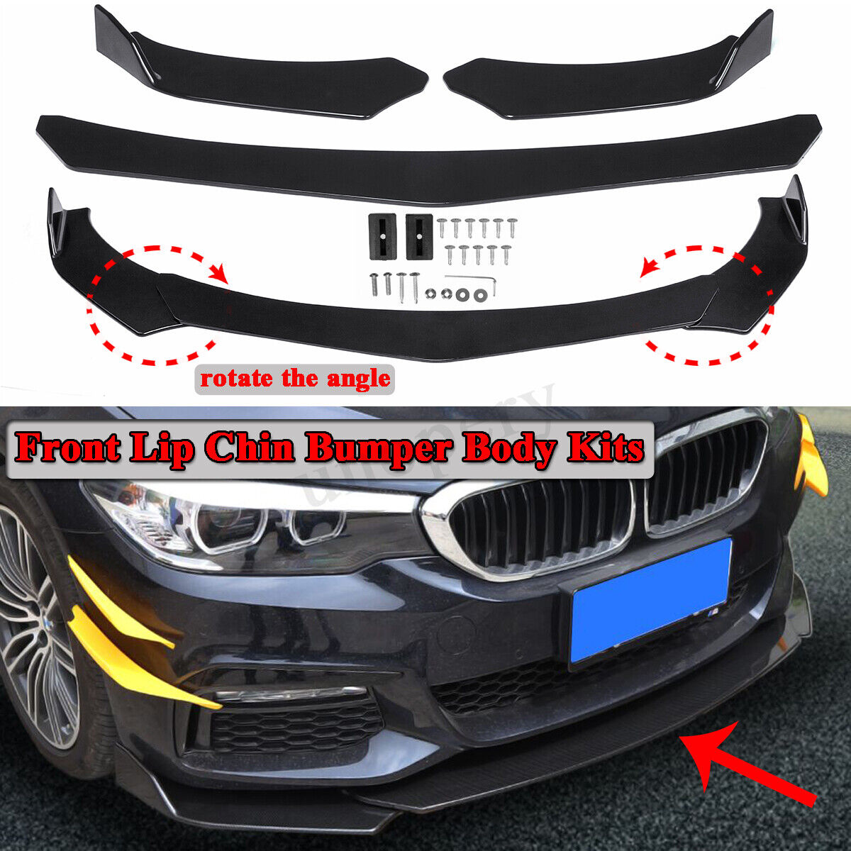 Universal Front Bumper Lip Body Kit Spoiler For Honda Civic BMW Benz Mazda GMC