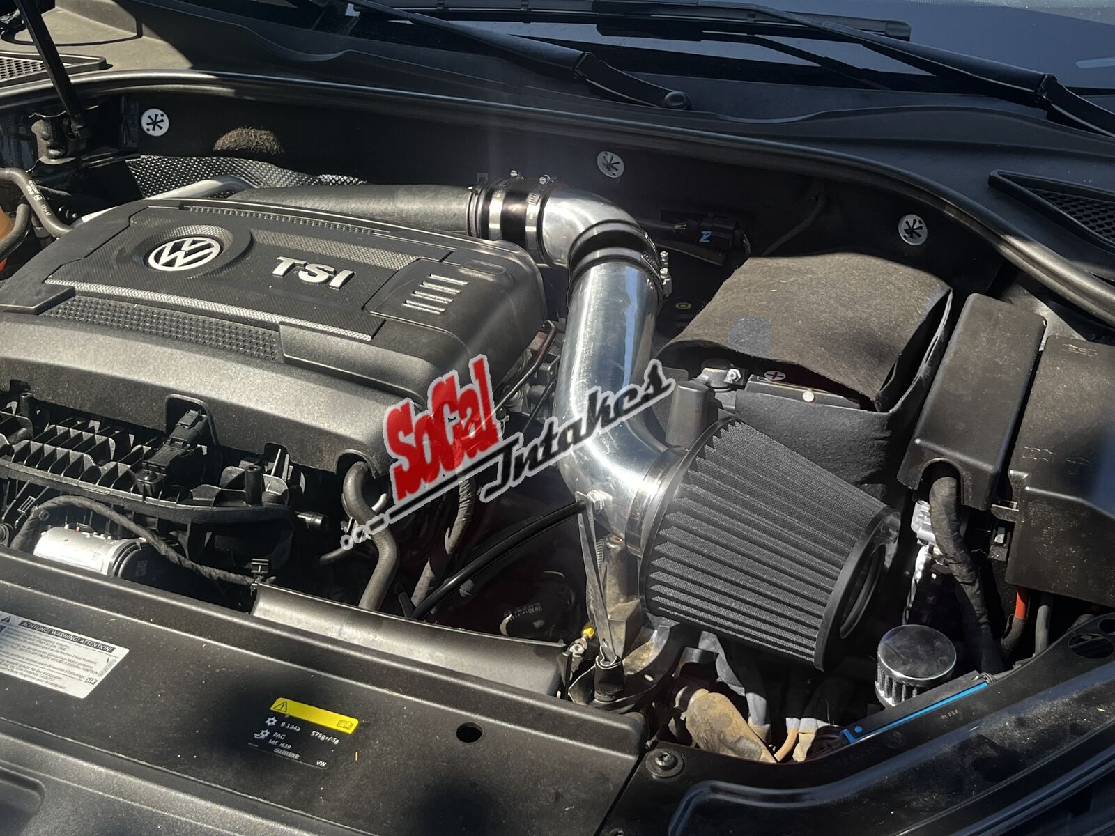 BLACK 2pc Air Intake kit and Filter for 2014-2016 VW Jetta GLI 2.0L L4